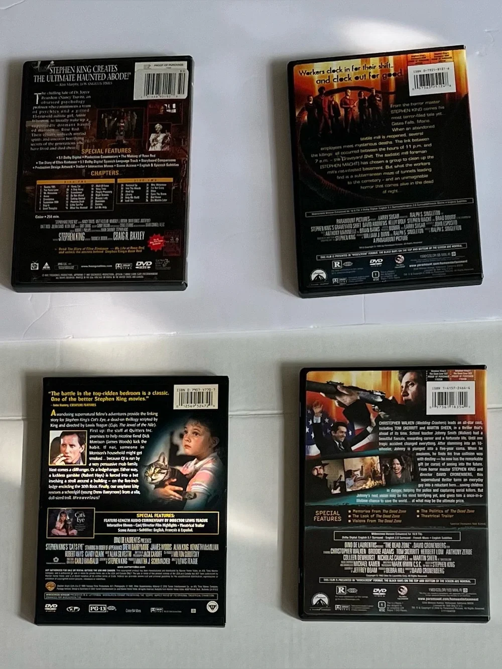Stephen King DVD Lot of 4 – Rose Red, Graveyard Shift, Cat’s Eye, The Dead Zone
